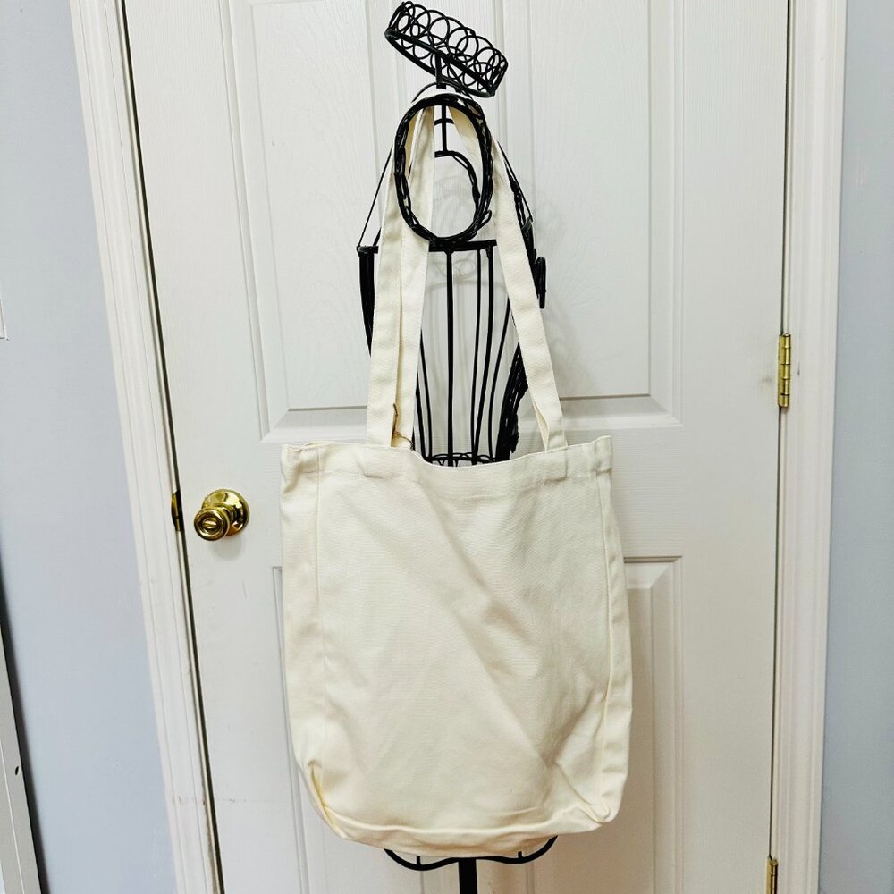 PAGE & PETAL P & P EMBROIDERED BIBLE PHILIPPIANS 4:13 CANVAS SHOPPER TOTE UNISEX - Picture 2 of 5
